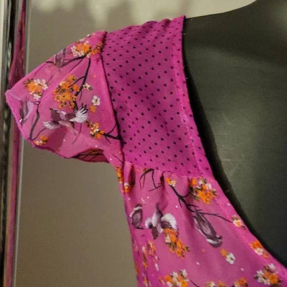 SOLD. Belle du Jour "Into the Woods" Semi-Sheer Tie-Waist Top - Picture 5 of 12